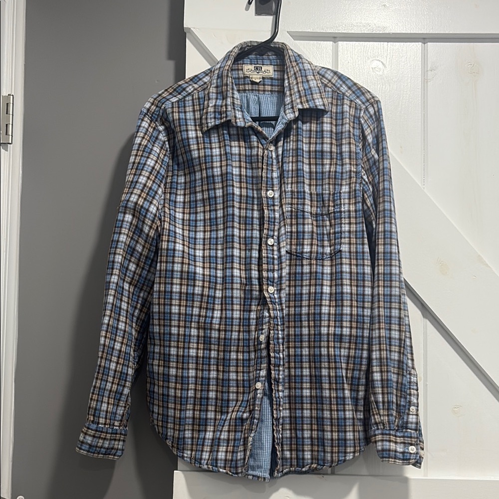 Blue Plaid Men's Shirt Size L